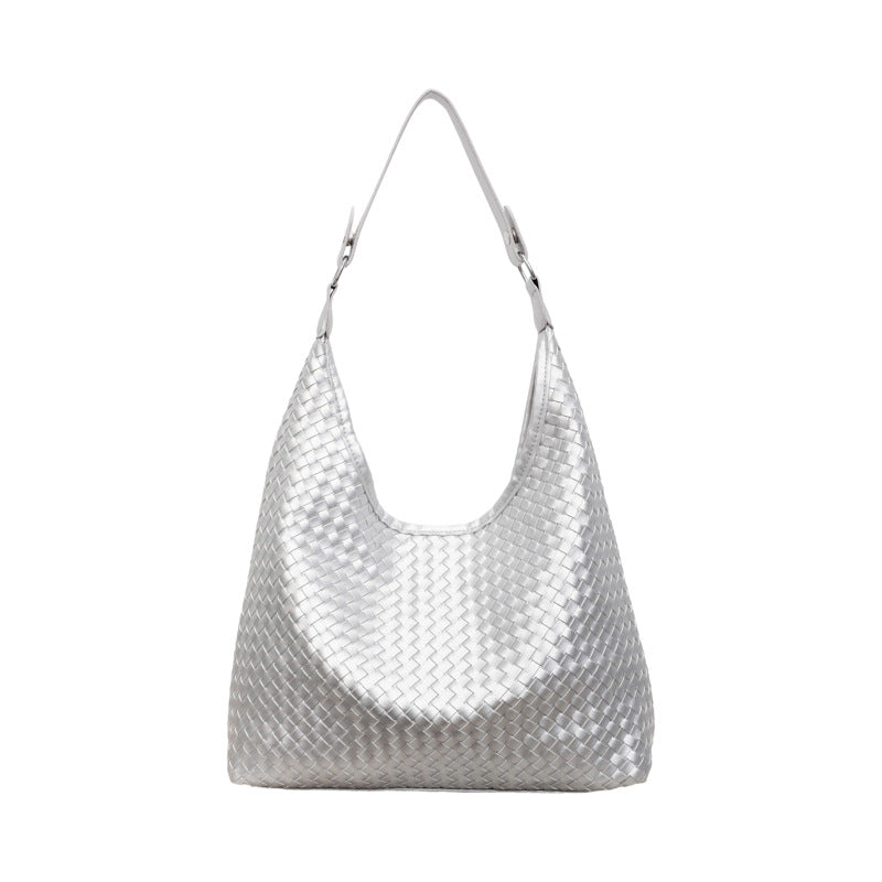 Large Capacity Woven Cross Body Wide Straps Fashion Commuter Women's Shoulder Bag
