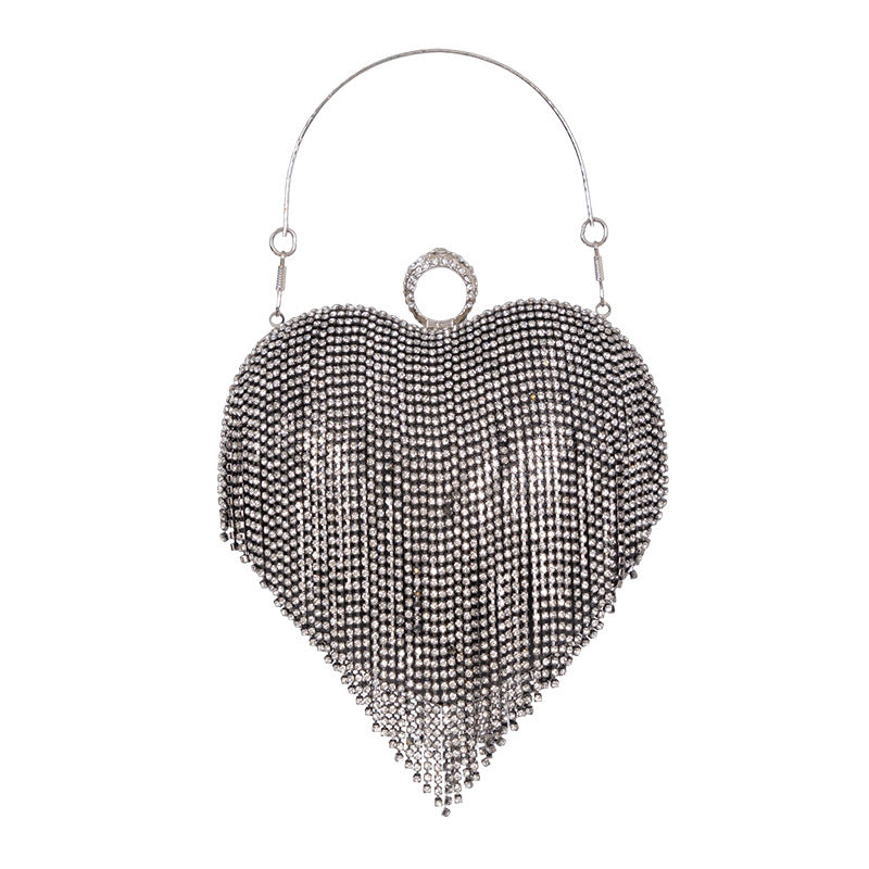 French Fairy Tassel Diamond Heart-shaped Fashion Party Dinner Bag