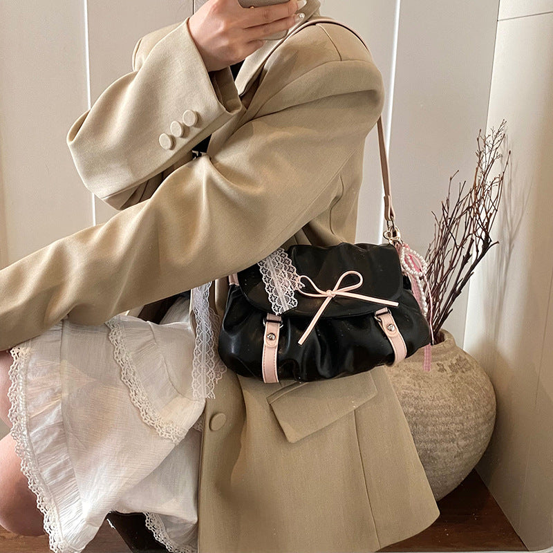 Style Bowknot Female Niche Pleated Design Spring Small Square Bags