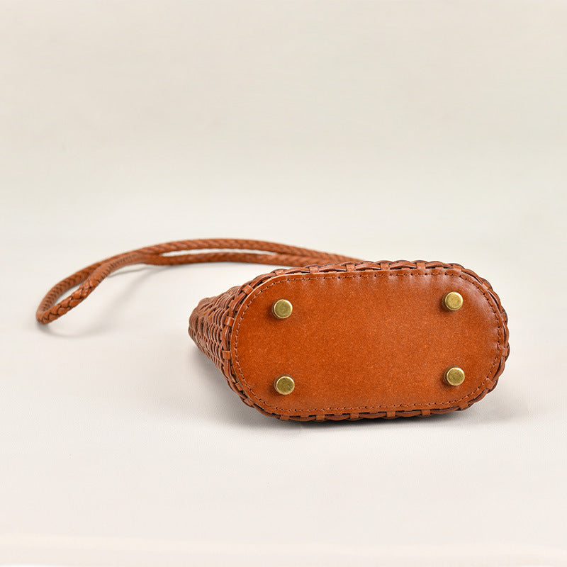 Genuine Leather Fashion Color Vegetable Basket Korean Style Bags