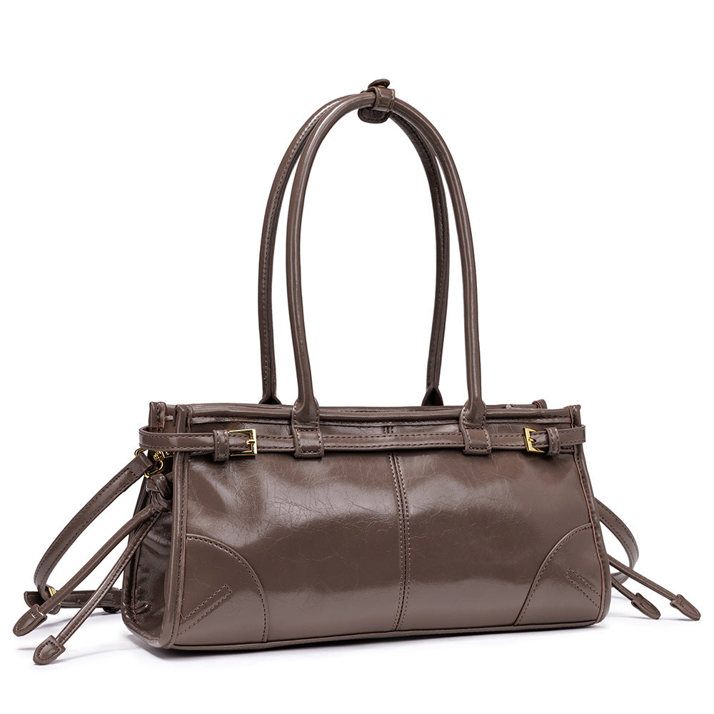 Women's Light Luxury Minority High-grade Underarm Oil Wax Women's Handbag