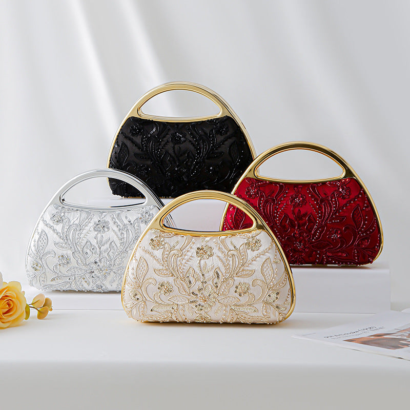 Pearl Embroidery Cheongsam Clutch Embroidered Banquet Bridal Dinner Bag