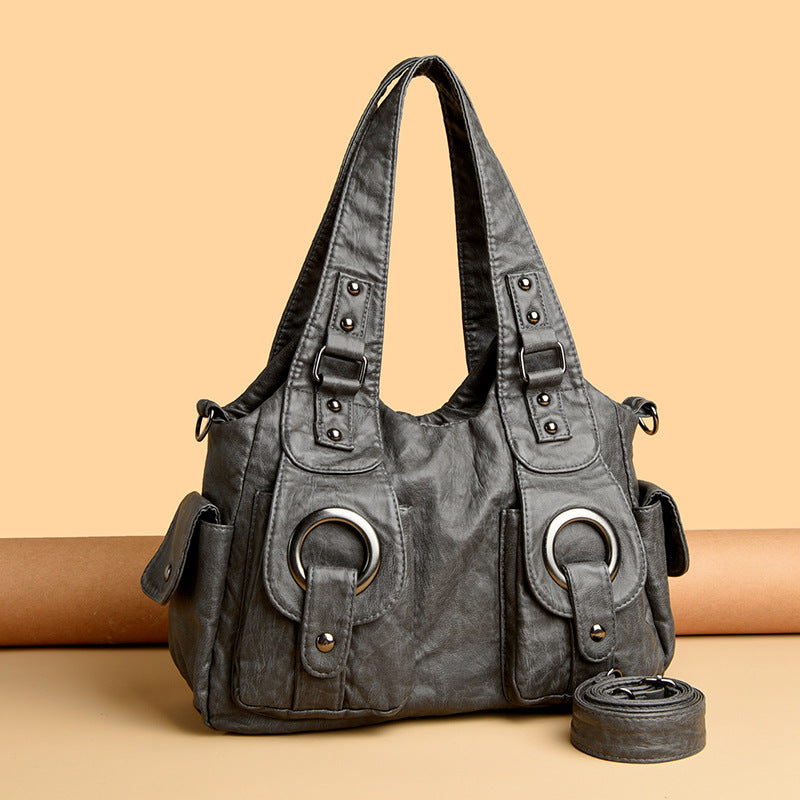 Women's Oil Wax Leather Motorcycle Retro Versatile Women's Shoulder Bag