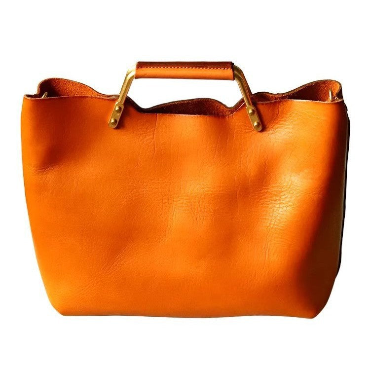 Women's Vegetable Basket Handmade Tanned Artificial Leather Mother Women's Handbag