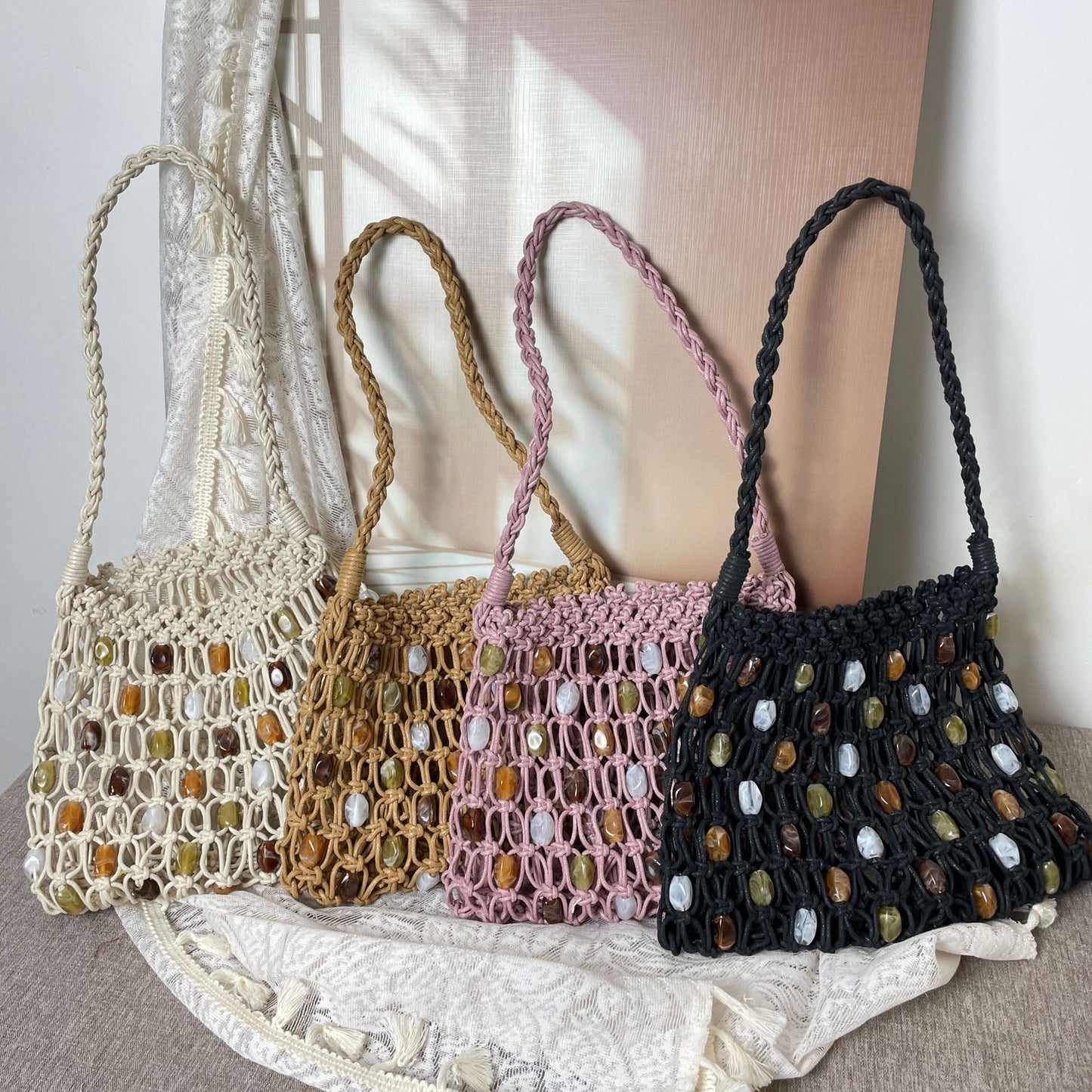 Hollow Acrylic Woven Mobile Seaside Vacation Beach Wax Handbags