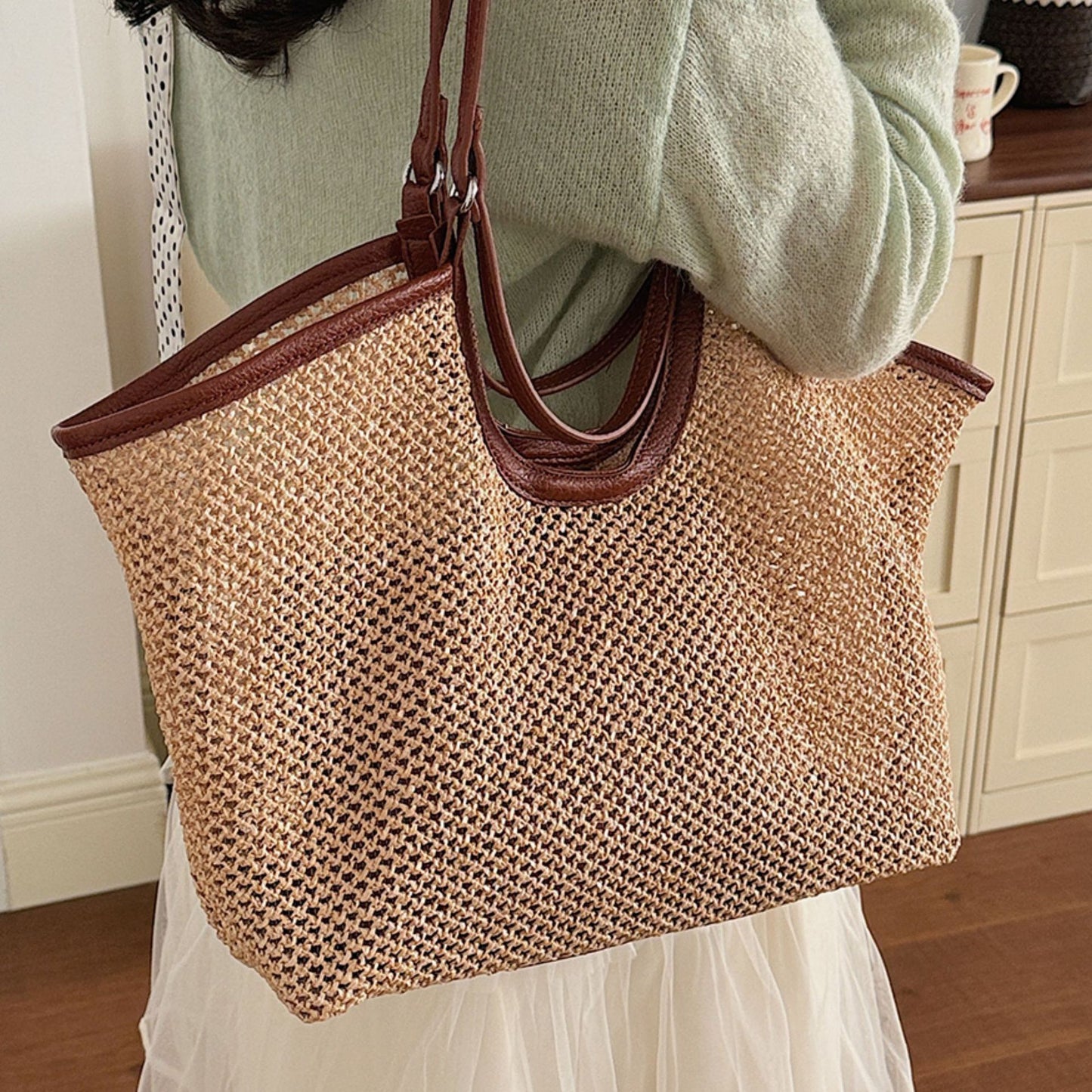 Weaving Large Capacity Female Western Style Tote Bags