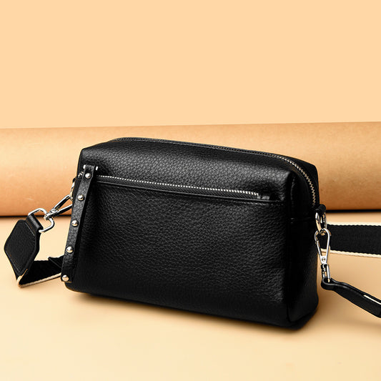 Women's Spring Wide Strap Soft Leather Fashion Small Square Bags
