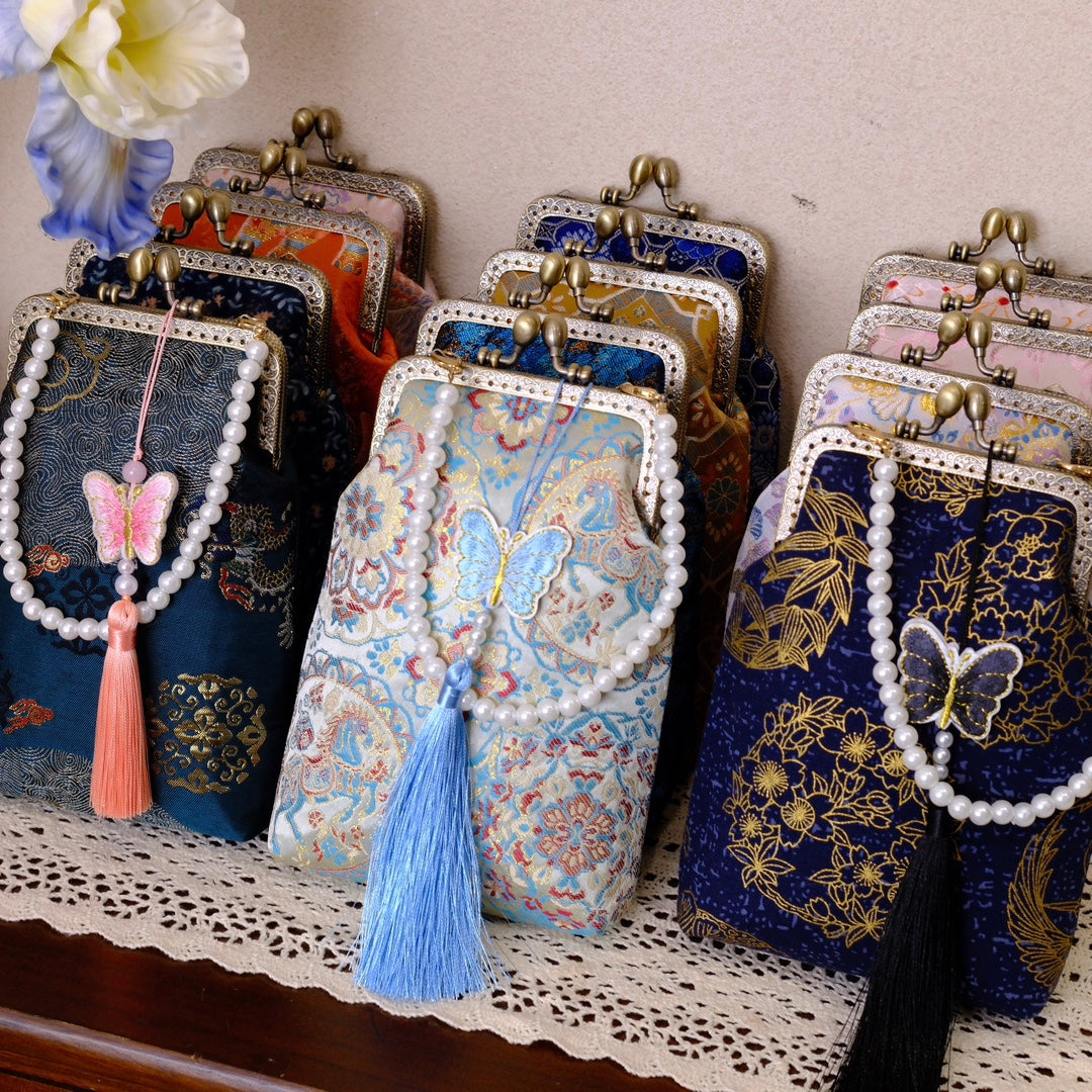 Finished Ancient Style Female Vertical Mobile Retro Tassel Frame Women's Handbag