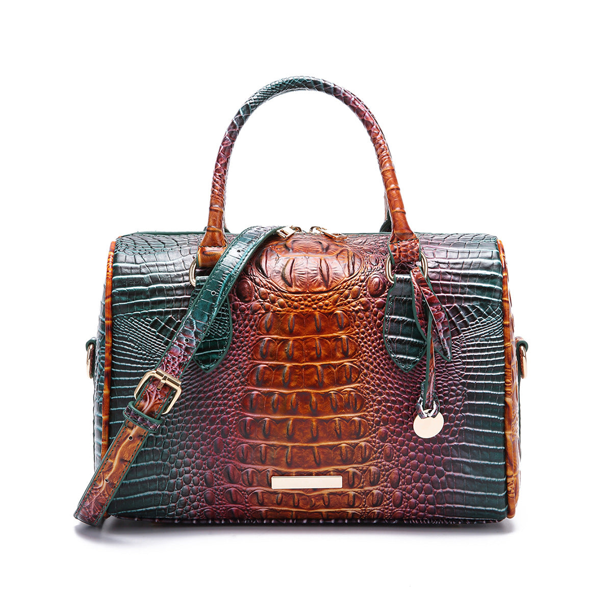 Women's Portable Underarm Vintage Brahmin Crocodile Pattern Bags