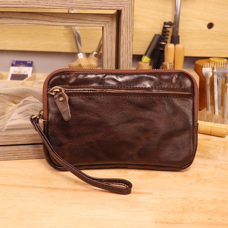 Women's Distressed Hand-rub Color First Layer Cowhide Retro Simple Large Capacity Bags