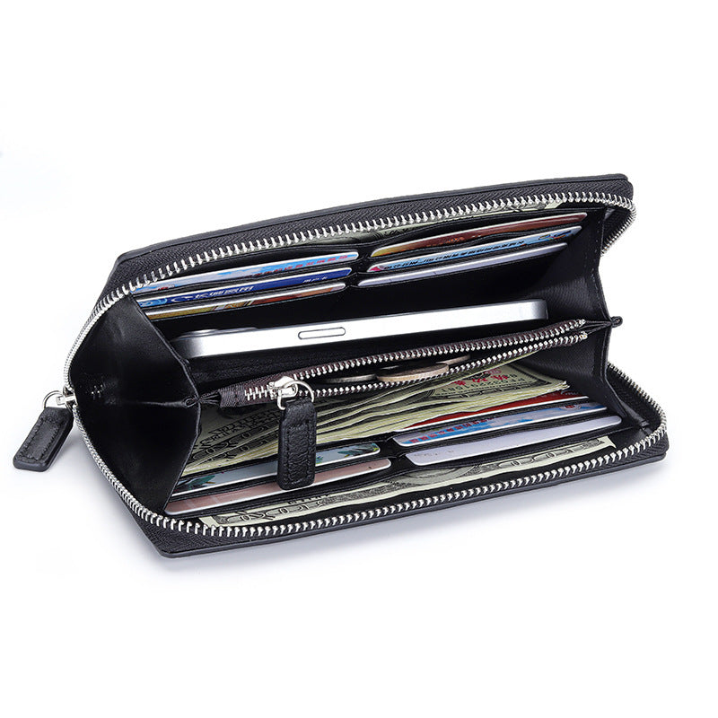 Sheepskin Large Woven Long Fashion Genuine Leather Zipper Capacity Bags