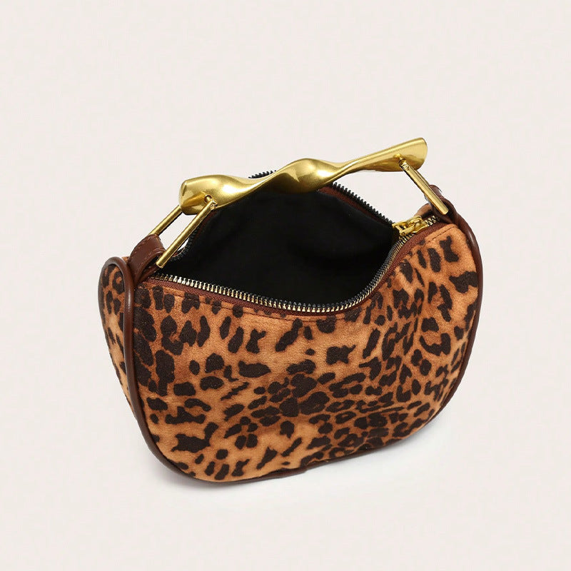 Women's Leopard Print Frosted Texture Chain Retro Women's Messenger Bag