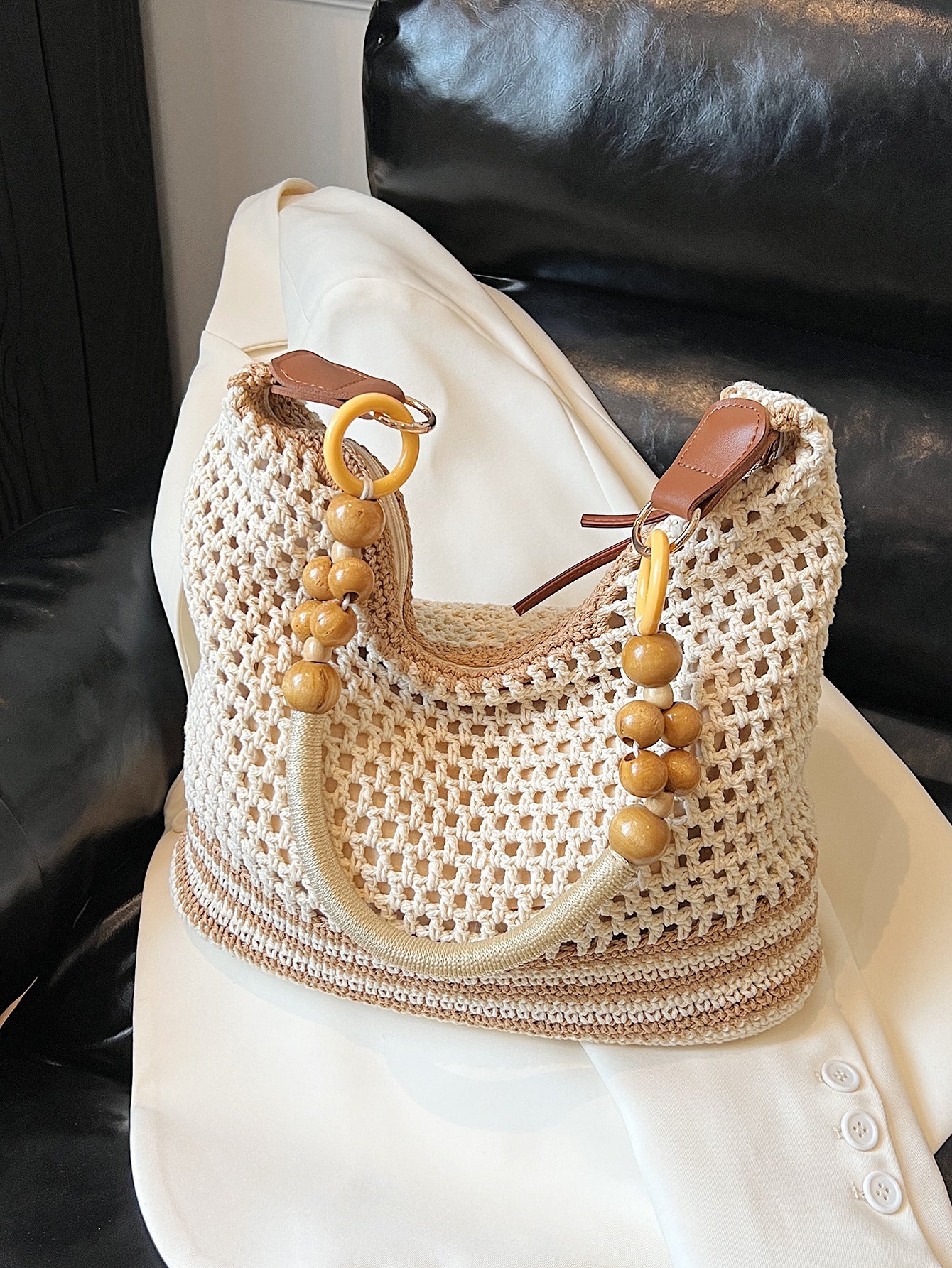 Women's Vacation Style Woven Knitted Hollow Fashion Women's Shoulder Bag
