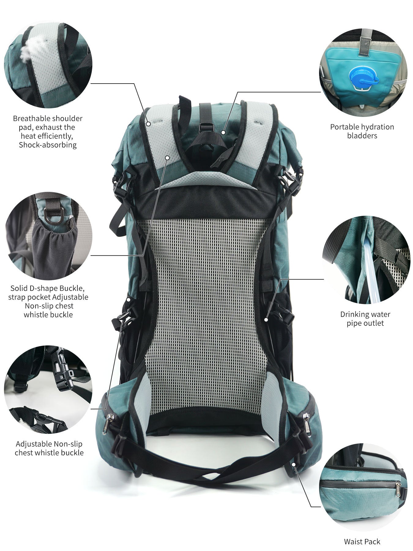 Fabric Expansion Lightweight Waterproof Curved Edge Mountain Climbing, Hiking Bag