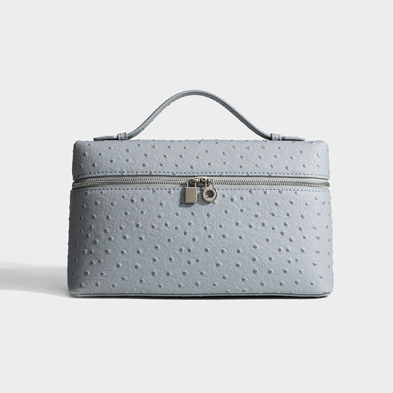 Women's Ostrich Grain Lunch Box Fashion Portable Small Square Bag