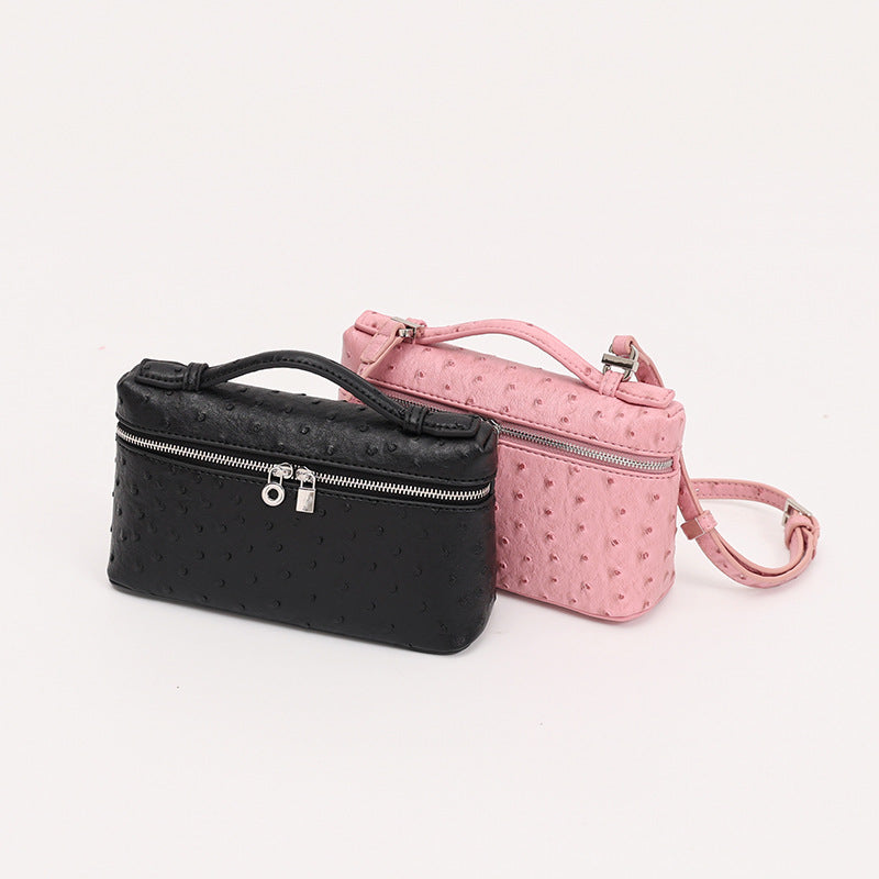 Women's Ostrich Grain Lunch Box Portable Small Square Bag
