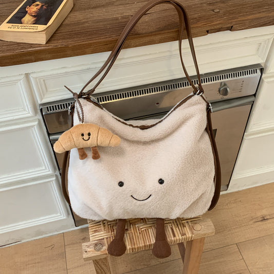 Women's Korean Plush Cloud Cute Cartoon Toast Leisure Commute Versatile Bags