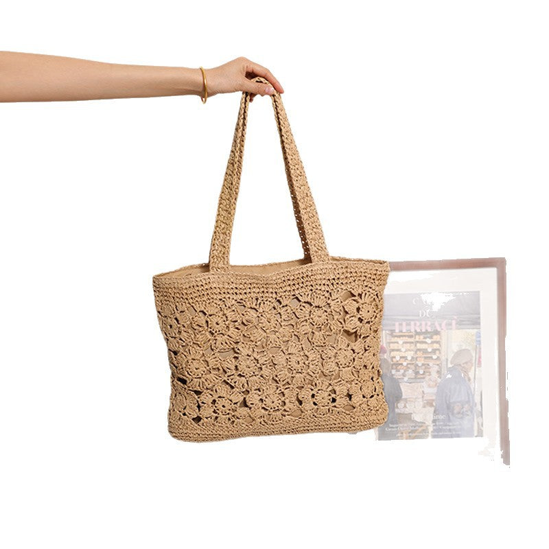 Women's Flower Straw Fashion Woven Seaside Vacation Women's Shoulder Bag