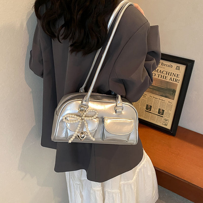 Glossy French Style Underarm High Sense Baguette Female Bags