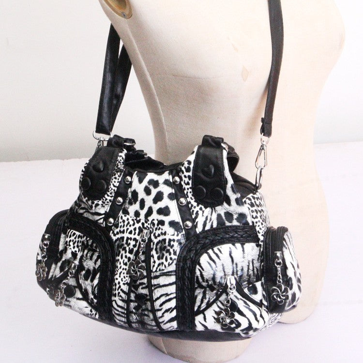 Fashion Western Style Washed Leather Leopard Print Women's Messenger Bag