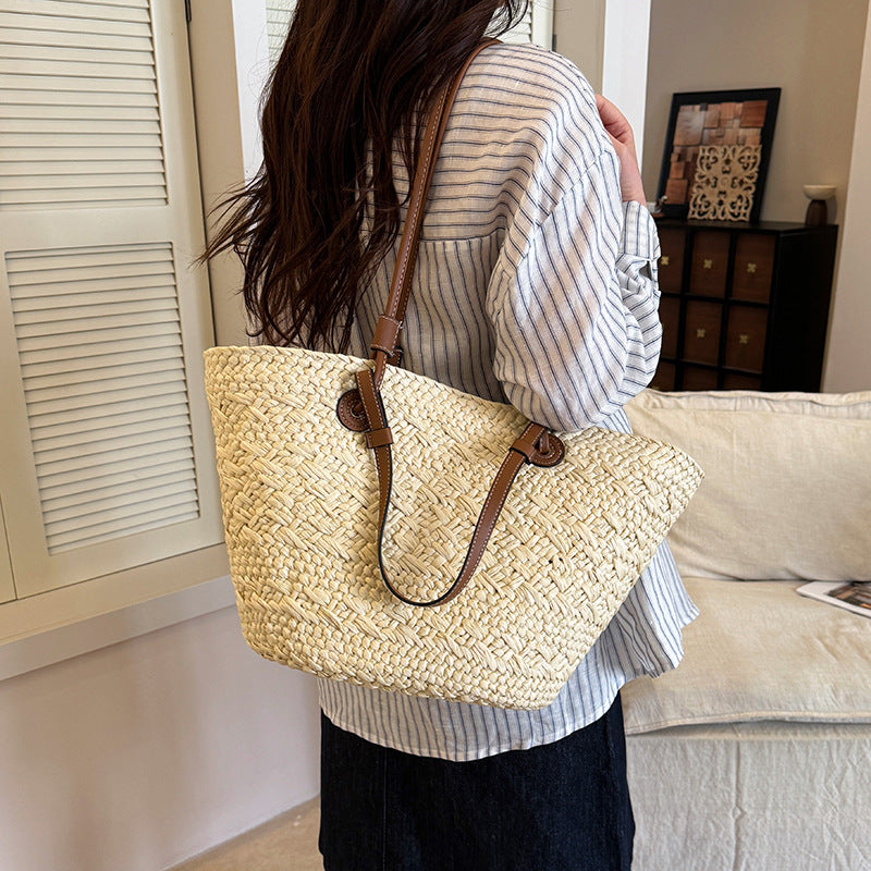 Large Capacity Portable Trend Woven Vacation Style Beach Female Women's Messenger Bag