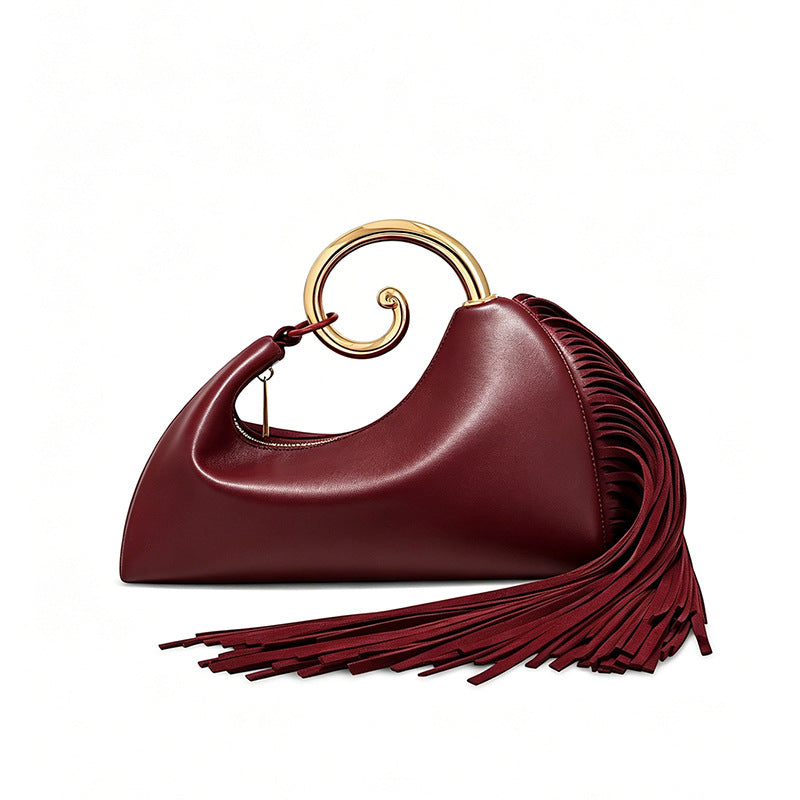 French Elegant Metal Cloud Dinner Early Women's Handbag