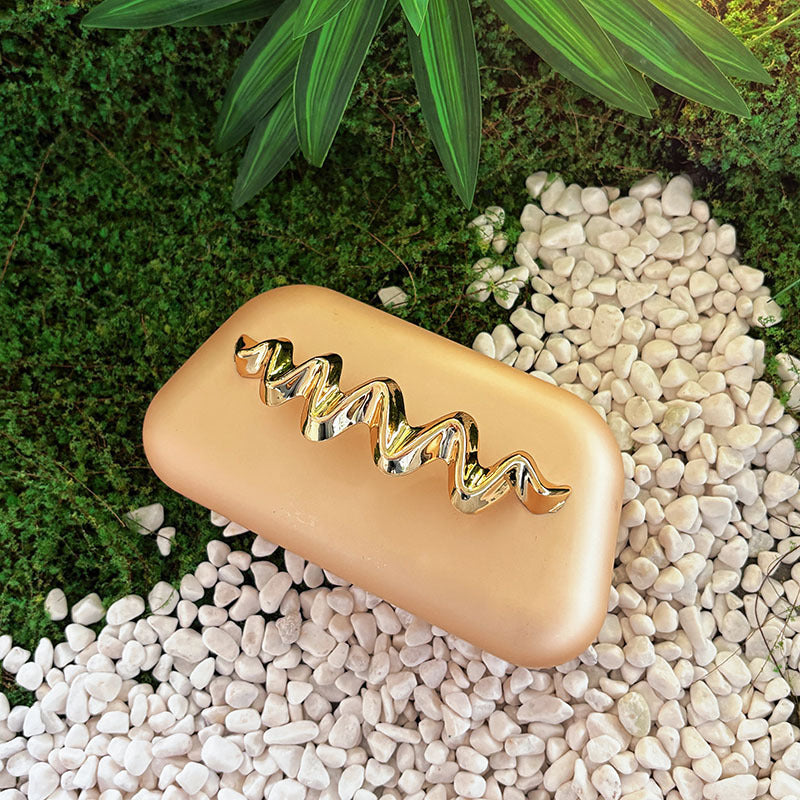 Simple Elegant Matte Texture Box Metal Wave Decorative Bags