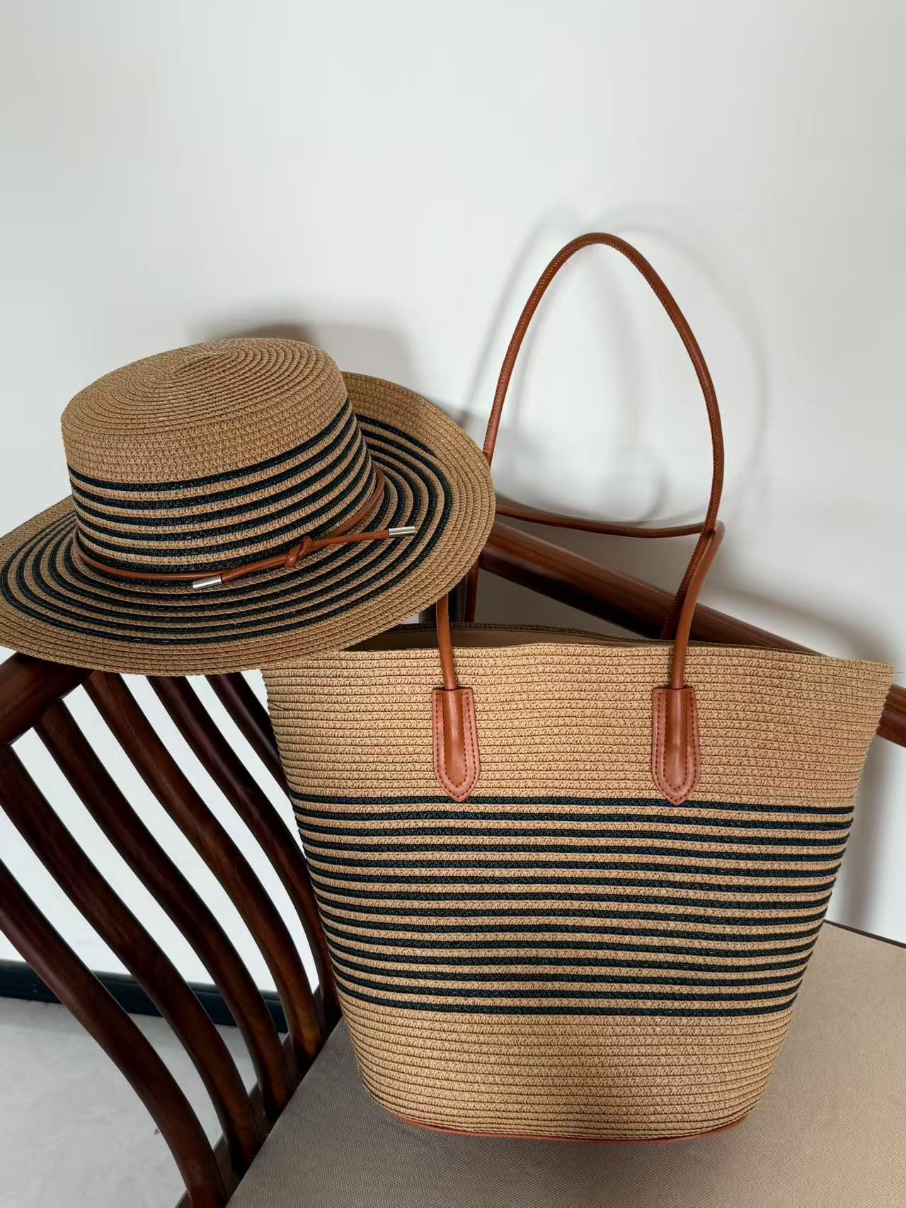 Large Capacity Straw Woven Sun Protection Hat Women's Shoulder Bag