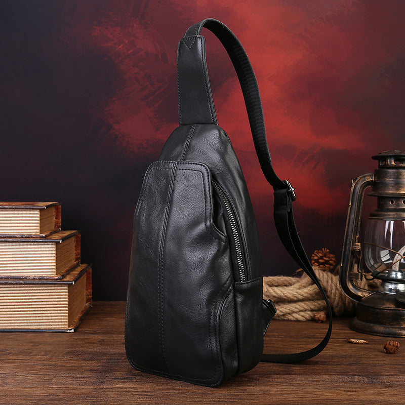 Men's Simple Leather Fashion First Layer Vegetable Men's Chest Bag