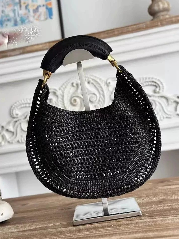Luxury Fashion Hand-woven Selenodont Summer Vacation Beach Hollow Design Portable Women's Handbag