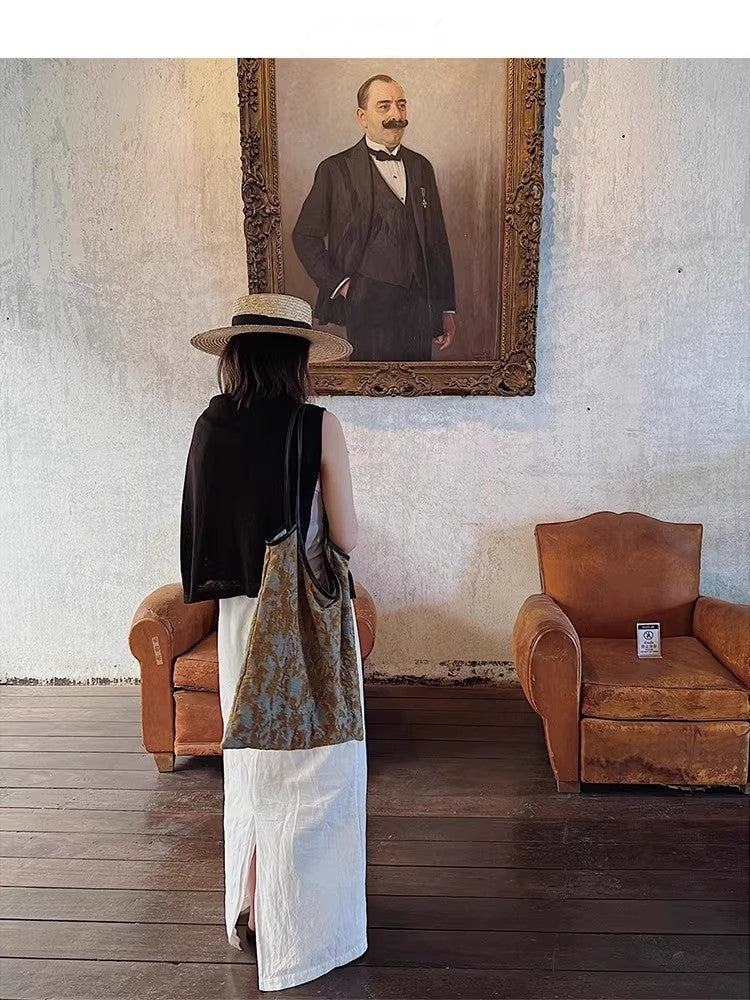 Painting Soft Leather Canvas Artistic Style Design Portable Large Capacity Bags