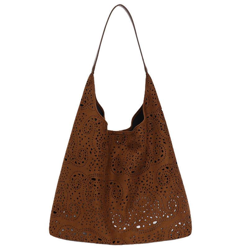 Women's Light Luxury Large Capacity Hollow Fashion Deerskin Women's Shoulder Bag