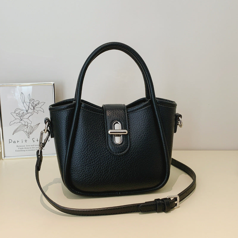 Women's Solid Color Niche Lychee Pattern Fresh Women's Messenger Bag