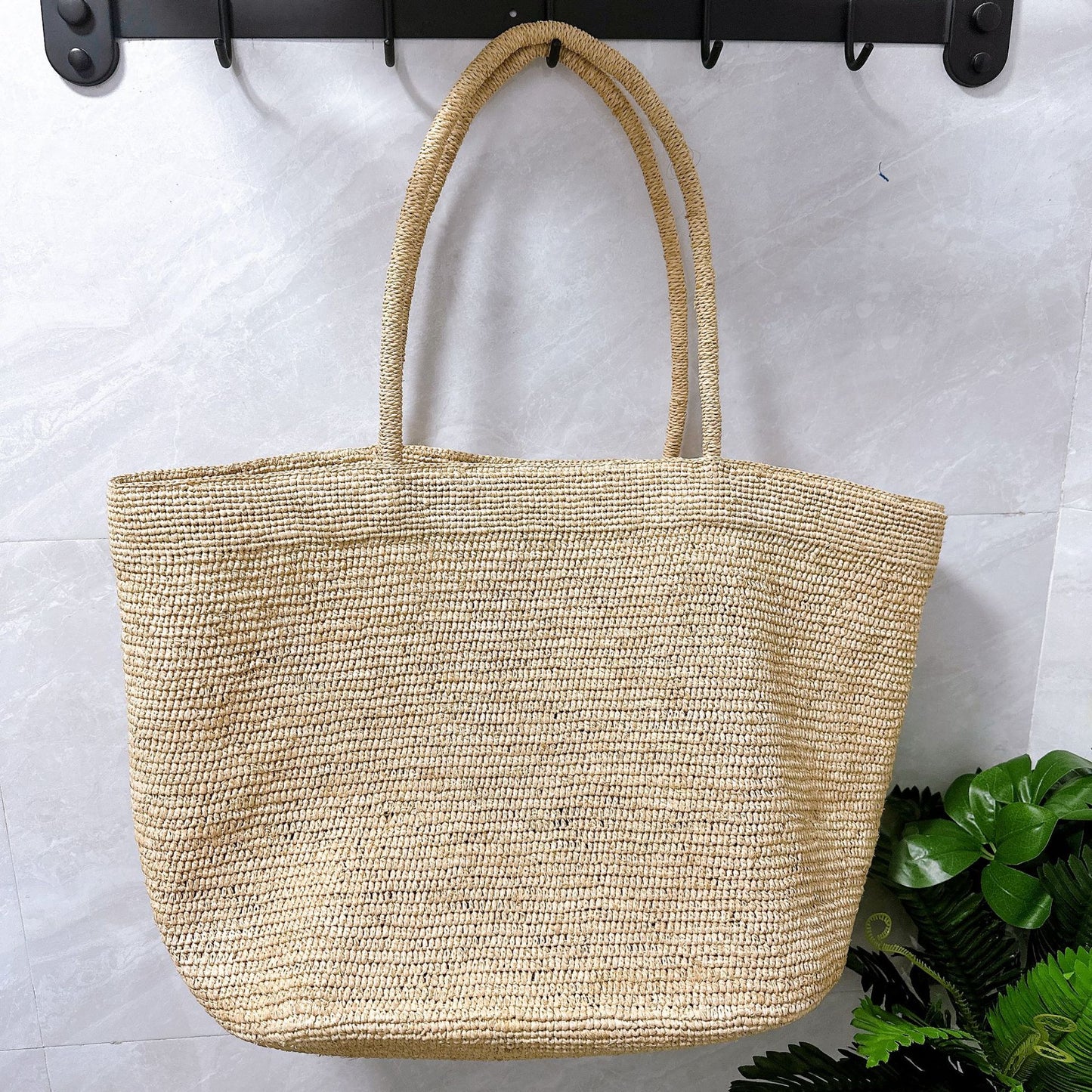Women's Crocheting Raffia Woven Summer Large Capacity Totes French Shoulder Bags