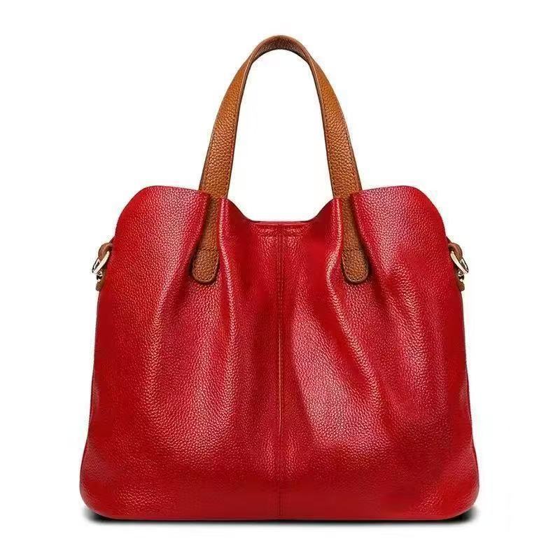 Women's Large Capacity Commuter Contrast Color Soft Leather Versatile Women's Shoulder Bag