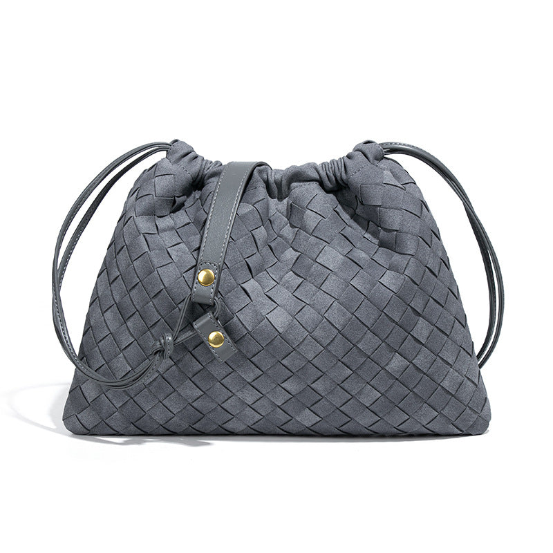 Woven Cloud Drawstring Pull String Pleated Soft Leather Bags