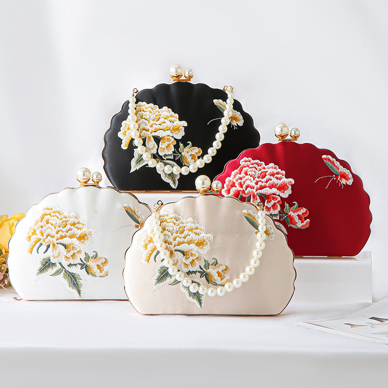 Women's Cheongsam Peony Embroidery Style Shell Banquet Dinner Bag