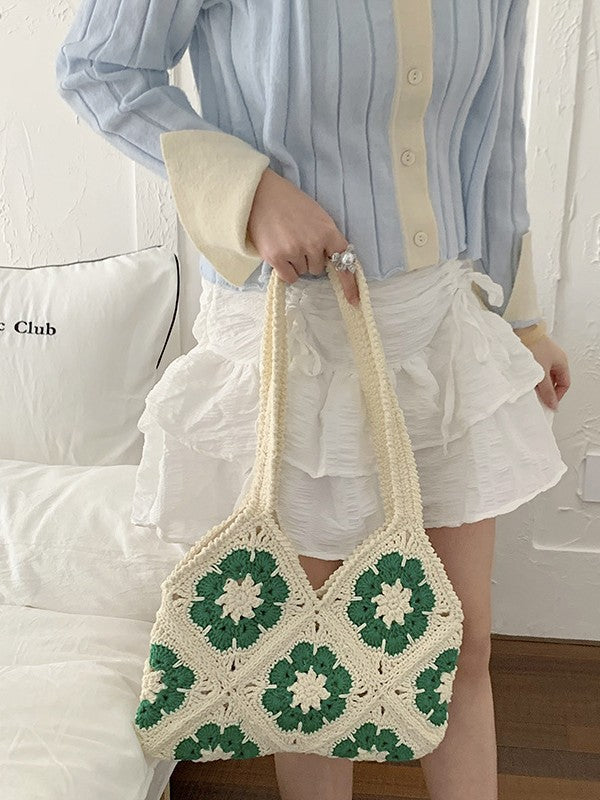 Sunflower Cotton Cord Woven Handmade Knitting Summer Seaside Holiday Large Women's Shoulder Bag