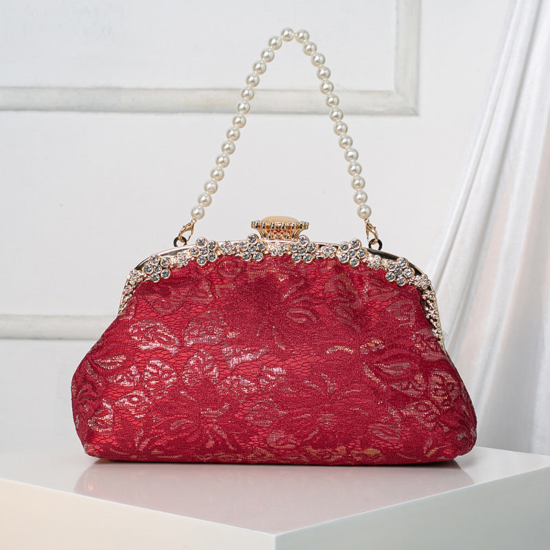 Women's Cheongsam Chinese Style Traditional Wedding Banquet Hand Bridal Pearl Dinner Bag