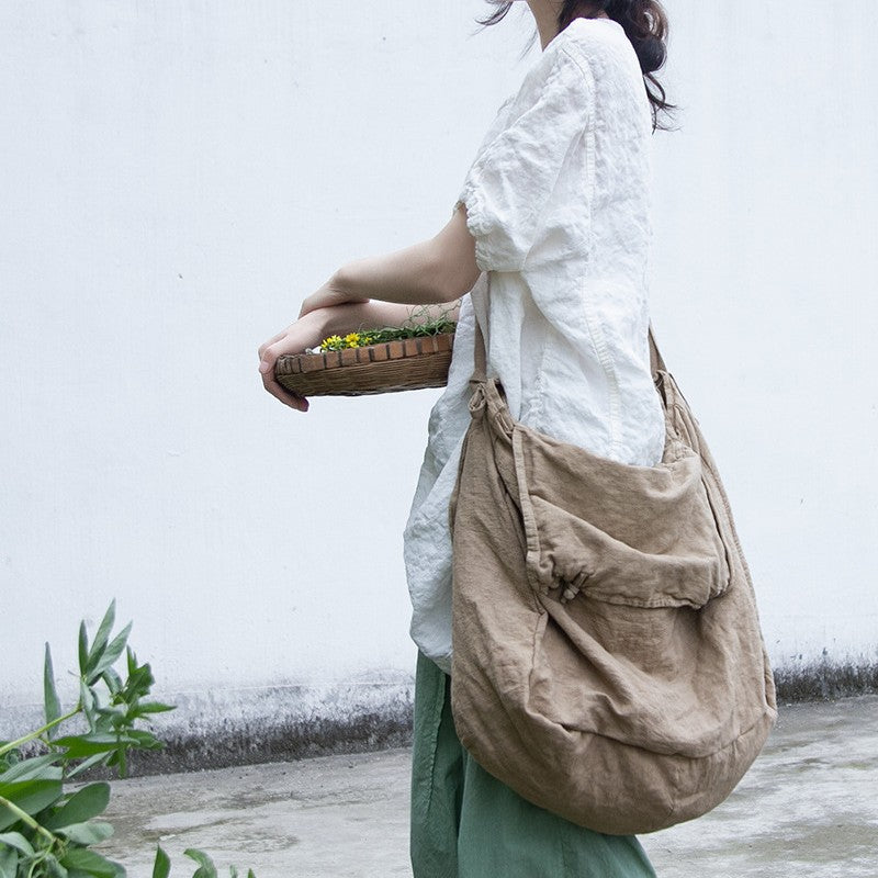 Wind Design Sense Cotton Linen Large Space Women's Shoulder Bag