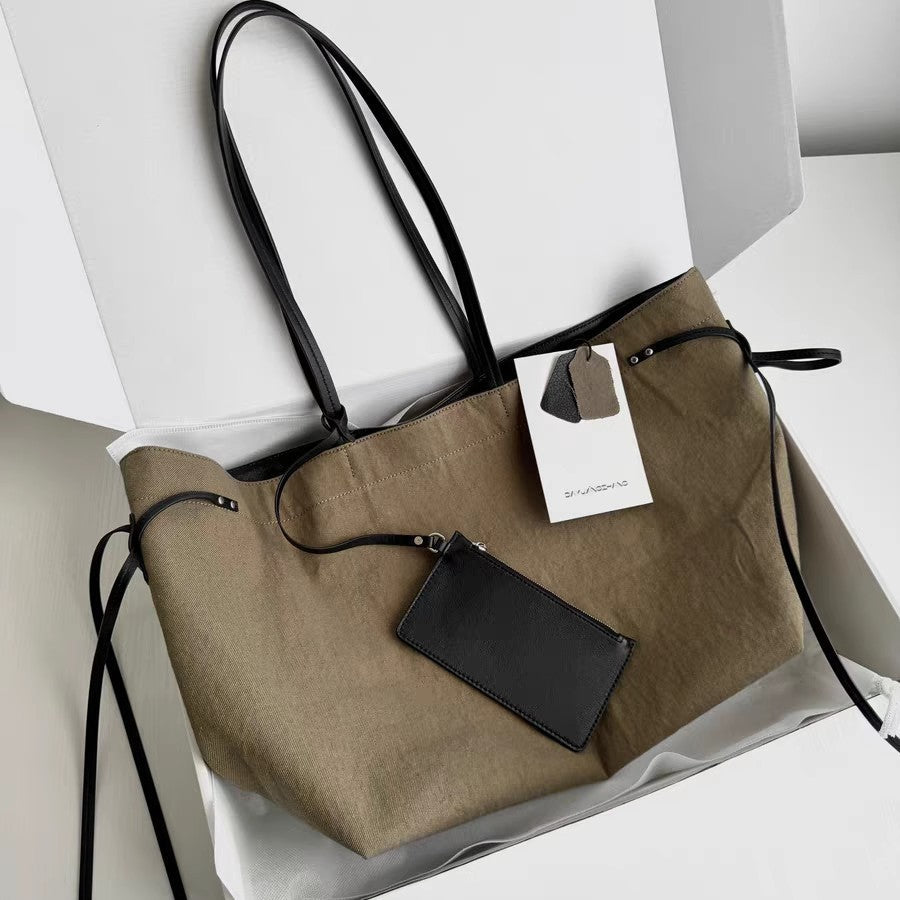 Designer Collaboration Unisex Natural Sand Two-tone Underarm Large Women's Shoulder Bag