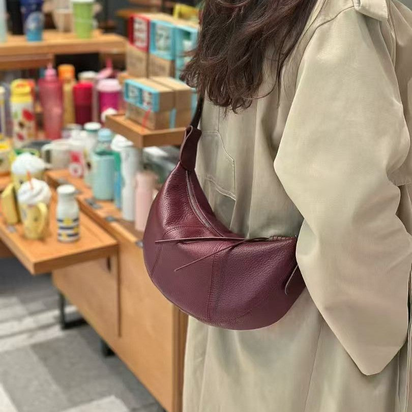 Women's Genuine Leather Underarm Large Capacity Dumpling Shoulder Bags