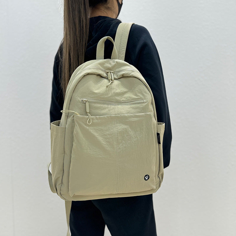 Nylon Cloth Trendy Large Capacity Contrast Leisure Backpack