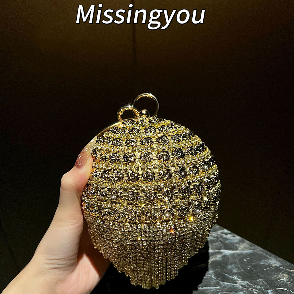 Women's Fashion Ball Banquet Diamond Tassel Clutch Handbags