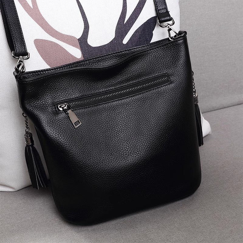 Women's Genuine Leather Tassel First Layer Cowhide Women's Messenger Bag