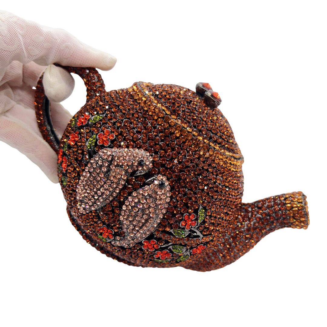 Women's Full Diamond Teapot Style High-grade Light Luxury Banquet Party Meeting Dinner Bag