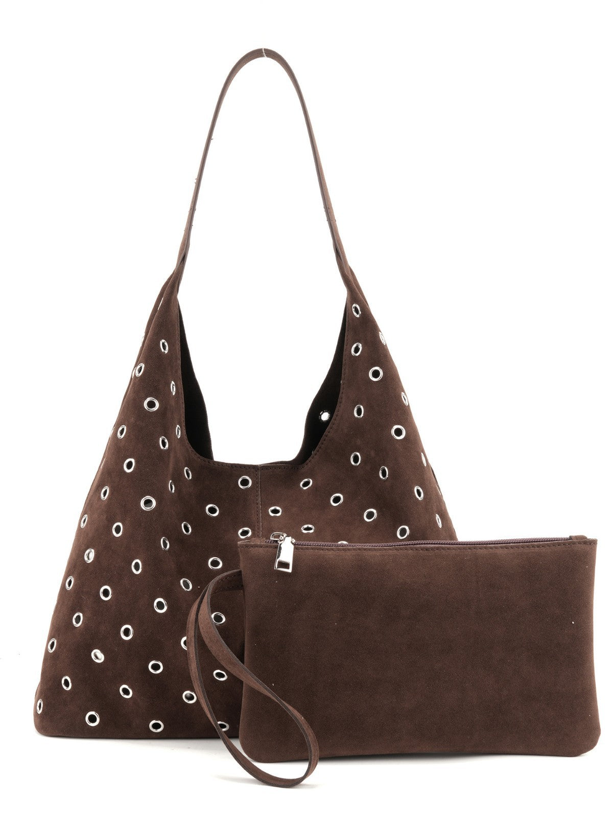 Women's Retro Brown Rivet Large Capacity Metal Women's Shoulder Bag