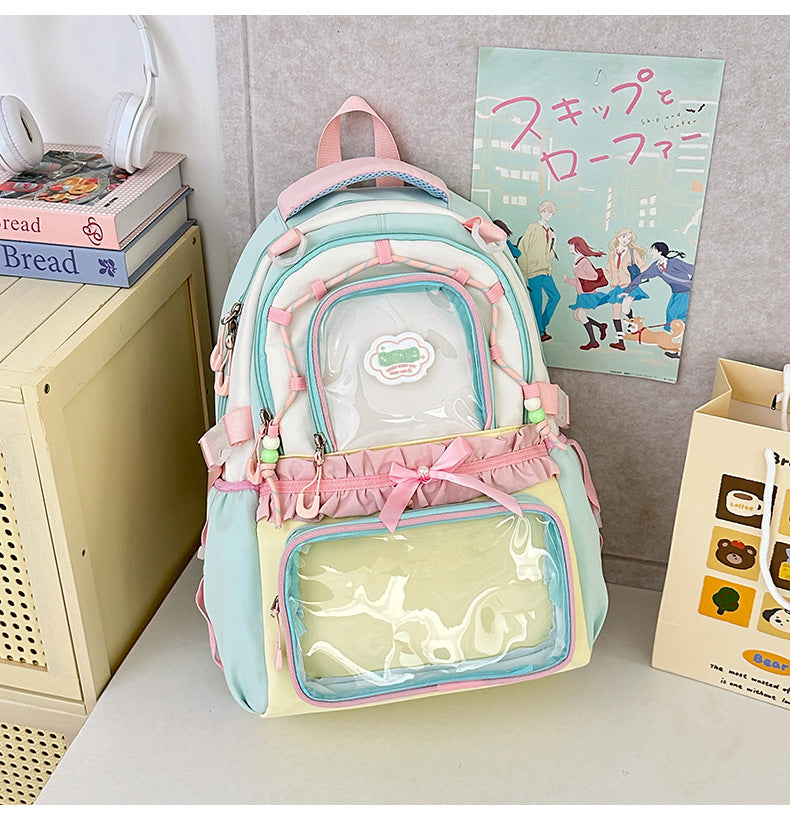 Translucent Female Leisure Korean High Style College Student Schoolbag