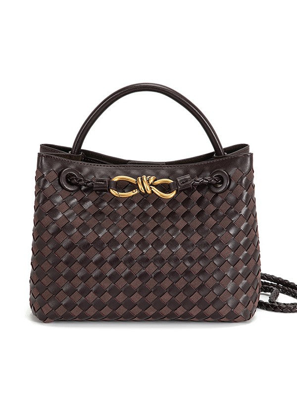 Women's Style Large Woven Metal Cord Fastener Tote Bags