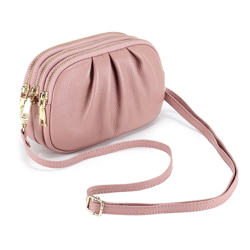 Women's Genuine Wrinkled Soft Large Capacity Simple Women's Leather Bag